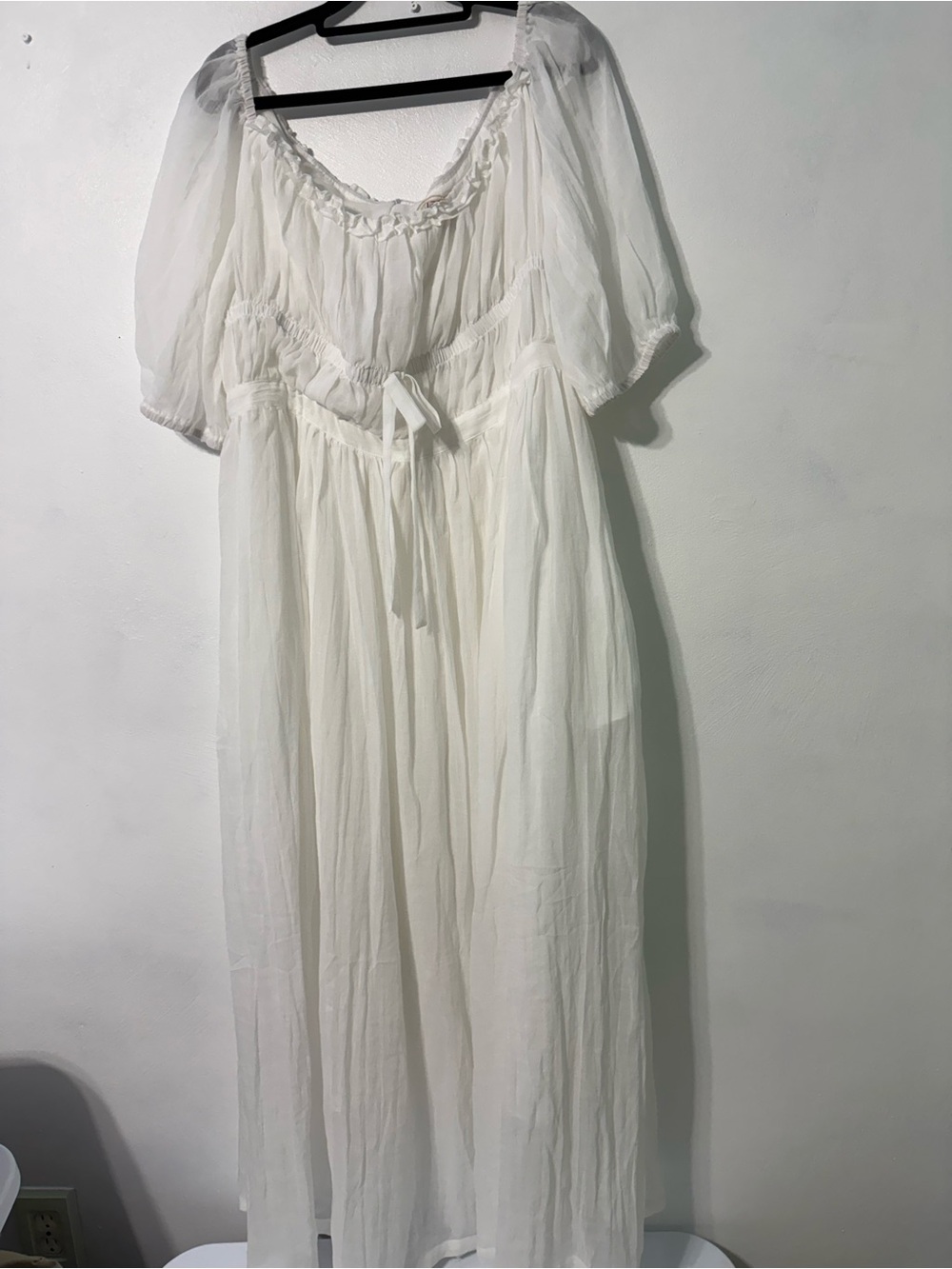 Osmanthus 01 Maxi Linen Romantic Off-Shoulder White Dress New with Tags - Picture 3 of 15